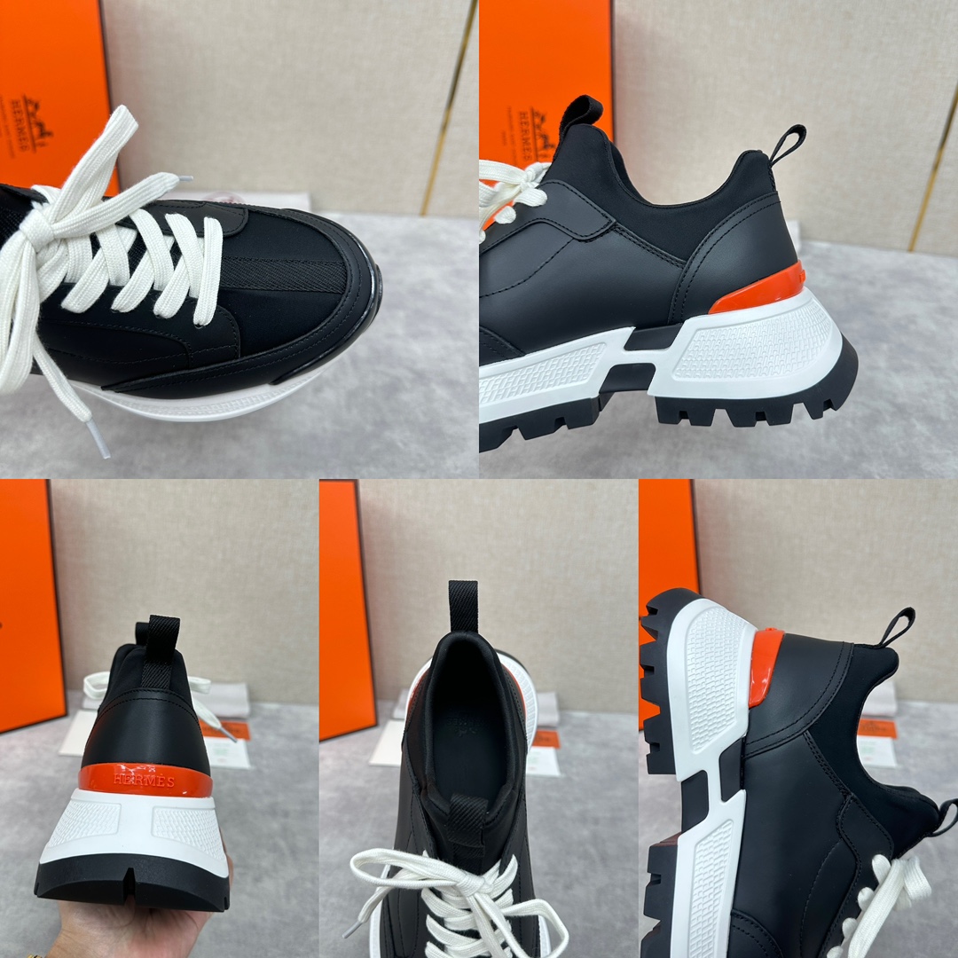 The Hermes Jumpy sneaker collection features a combination of materials, imported cowhide leather and high-tech Jersey fabric prints, webbing across the upper and webbing on the tongue, webbing on the heel, and webbing on the toe and heel with a glossy TPU patch and the original combination of two-tone rubber soles. The spirit of the century-old Fubo presents this new creation, which opens the way for the continuation of the spirit through the details of each detail, bringing a fun, artistic and modern style. Surprising encounters to create a very light and energetic fashionable modern style! The letter "H" is accompanied by the letter "H" in four colors! Available in the original packaging!Standard counter size: 39-44# (38.45🉑️ customized) P840
