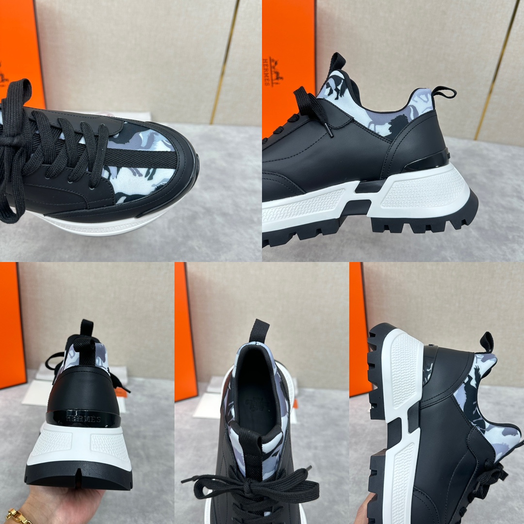 The Hermes Jumpy sneaker collection features a combination of materials, imported cowhide leather and high-tech Jersey fabric prints, webbing across the upper and webbing on the tongue, webbing on the heel, and webbing on the toe and heel with a glossy TPU patch and the original combination of two-tone rubber soles. The spirit of the century-old Fubo presents this new creation, which opens the way for the continuation of the spirit through the details of each detail, bringing a fun, artistic and modern style. Surprising encounters to create a very light and energetic fashionable modern style! The letter "H" is accompanied by the letter "H" in four colors! Available in the original packaging!Standard counter size: 39-44# (38.45🉑️ customized) P840
