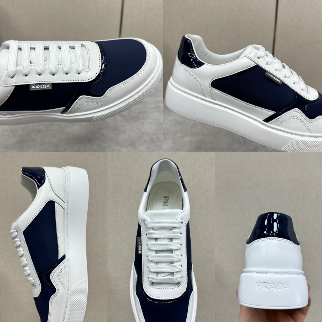 图片[9]-Prada Re-Nylon再生尼龙和亮面皮革运动鞋板鞋   早春上架   这款运动鞋采用进口小牛皮拼接科技织物鞋面后跟亮色皮革包裹糅合优雅风范与创新设计外侧饰以橡胶品牌logo徽标搭配4cm条纹橡胶厚底摩登风范十足后跟及鞋舌饰有prad* 字母徽标无不阐释品牌格调织物牛皮内里搭配可拆卸牛皮垫脚上脚柔软轻便舒适耐看！配原盒包装！

标准皮鞋码数：39～44#     P¥920-高仿包包