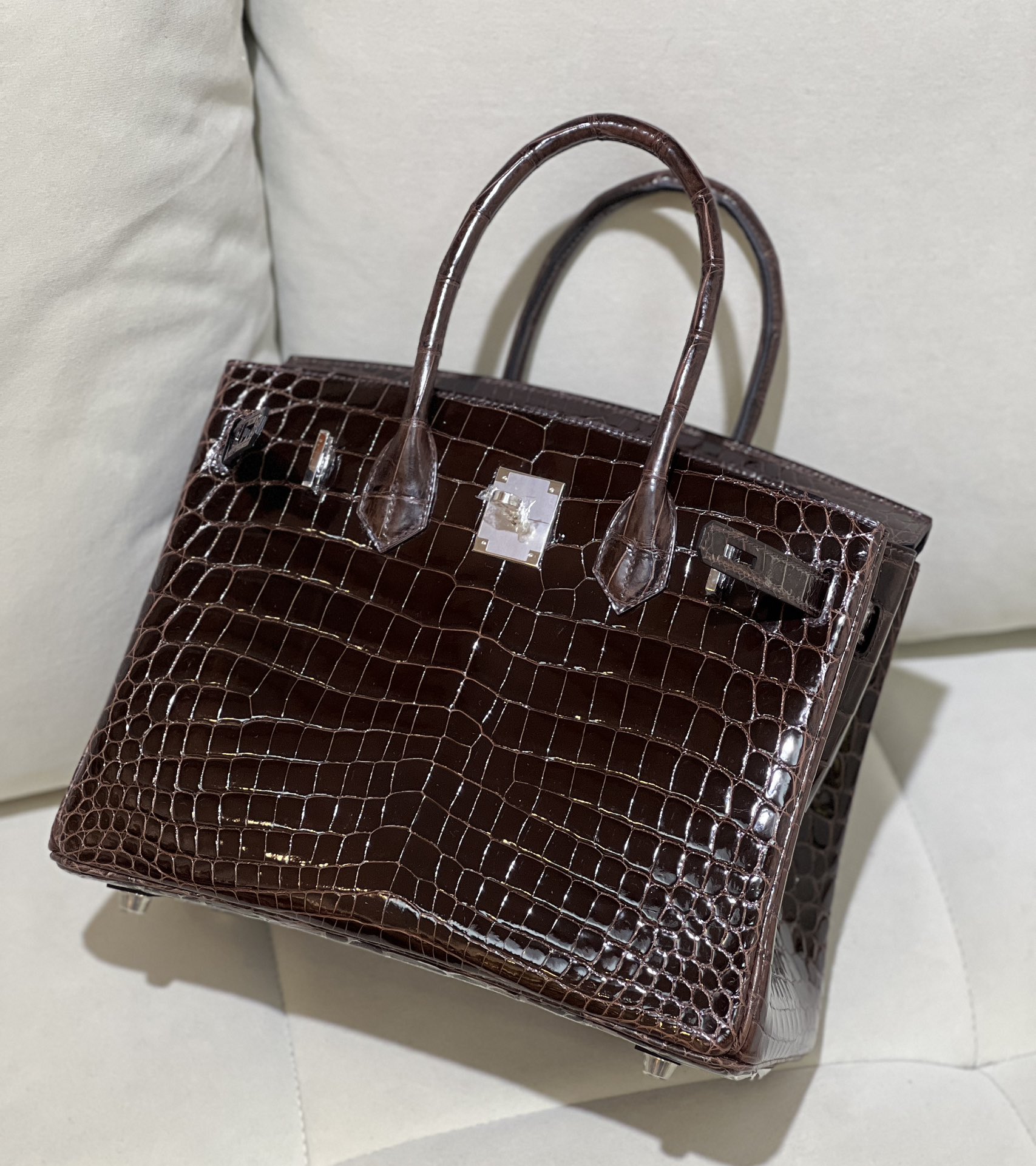 图片[5]-Birkin 30cm 哈瓦那 亮面尼罗 银扣-高仿包包