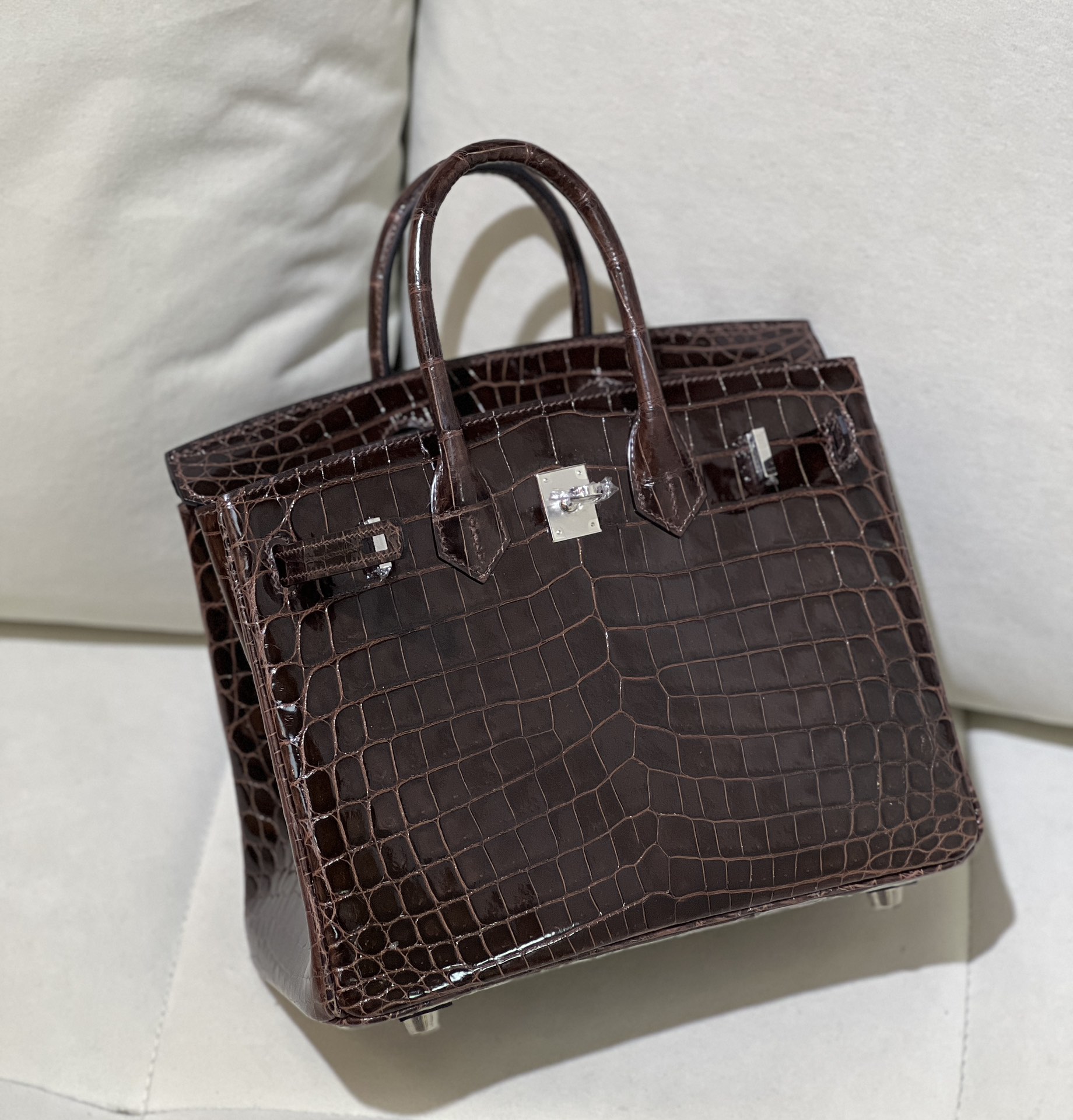 图片[4]-Birkin 25cm 尼罗高光哈瓦那色 银扣
色泽光感一级 极品[色]-高仿包包