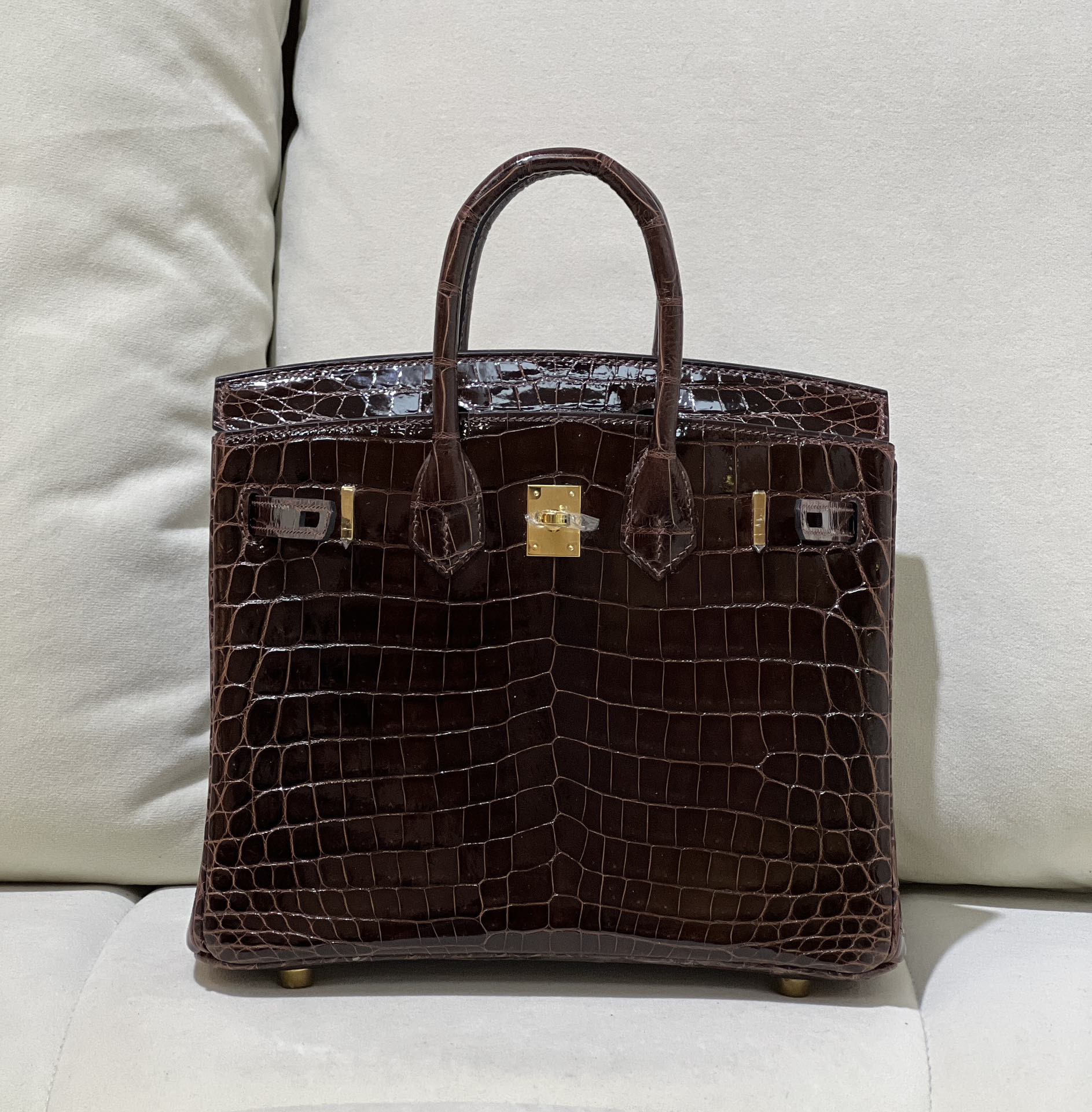 Picture [7]-New Nile high gloss bk25 Havana color gold buckle color glossy first class Extreme [color]-High Faux Bags
