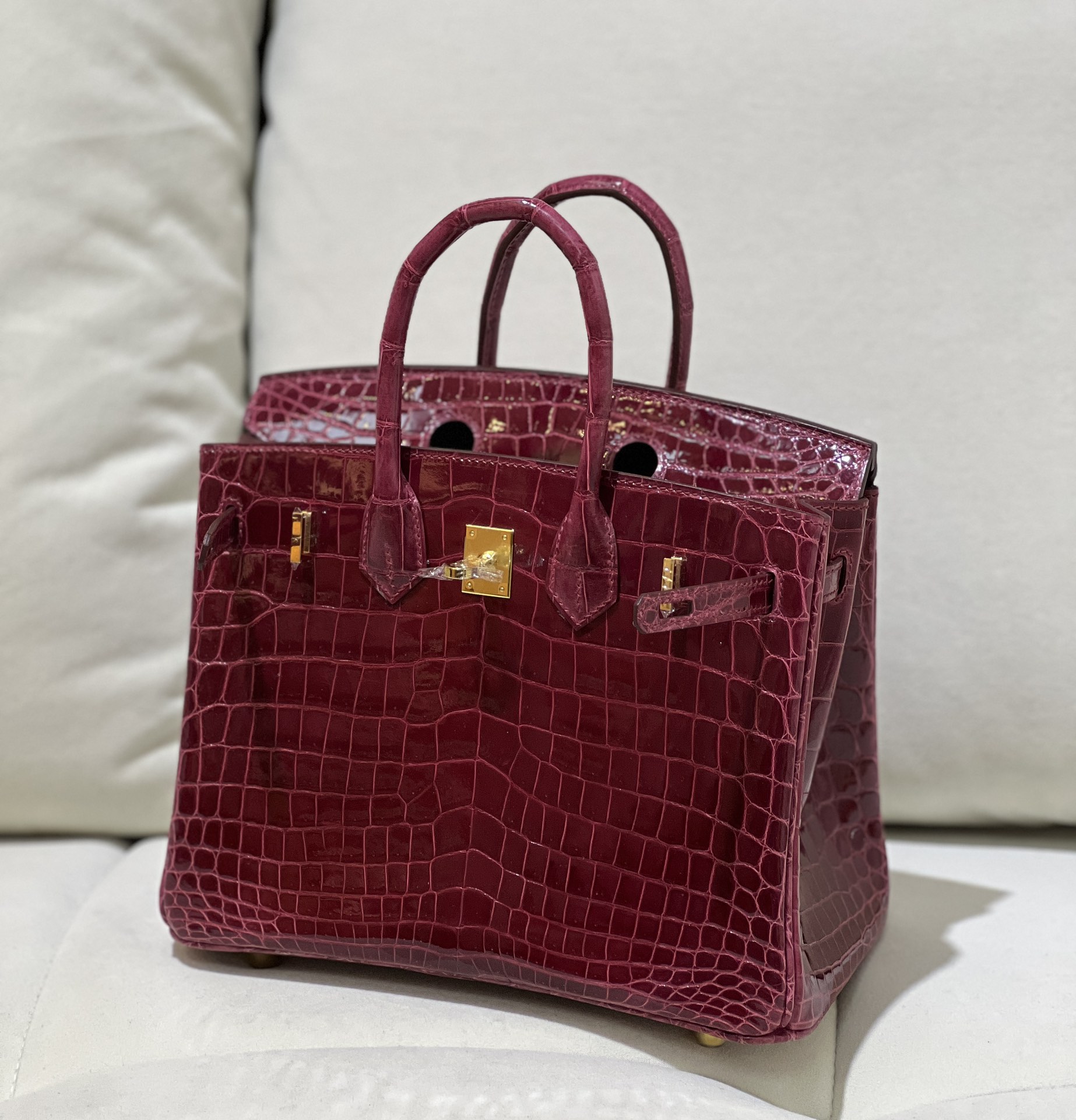 图片[5]-Birkin 25cm 尼罗高光酒红色金扣
色泽光感一级 极品[色]-高仿包包