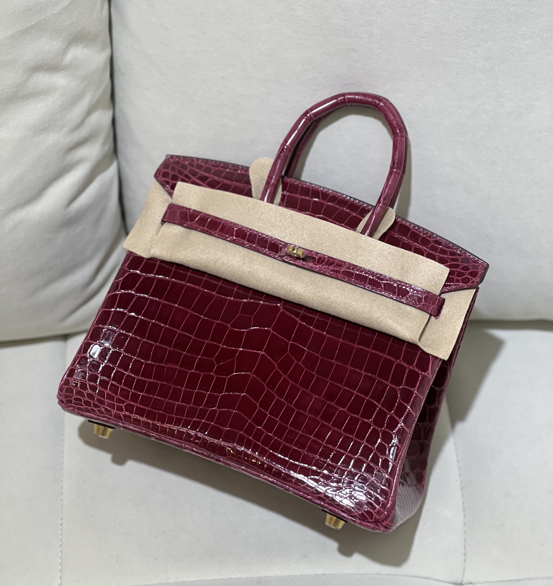 图片[2]-Birkin 25cm 尼罗高光酒红色金扣
色泽光感一级 极品[色]-高仿包包