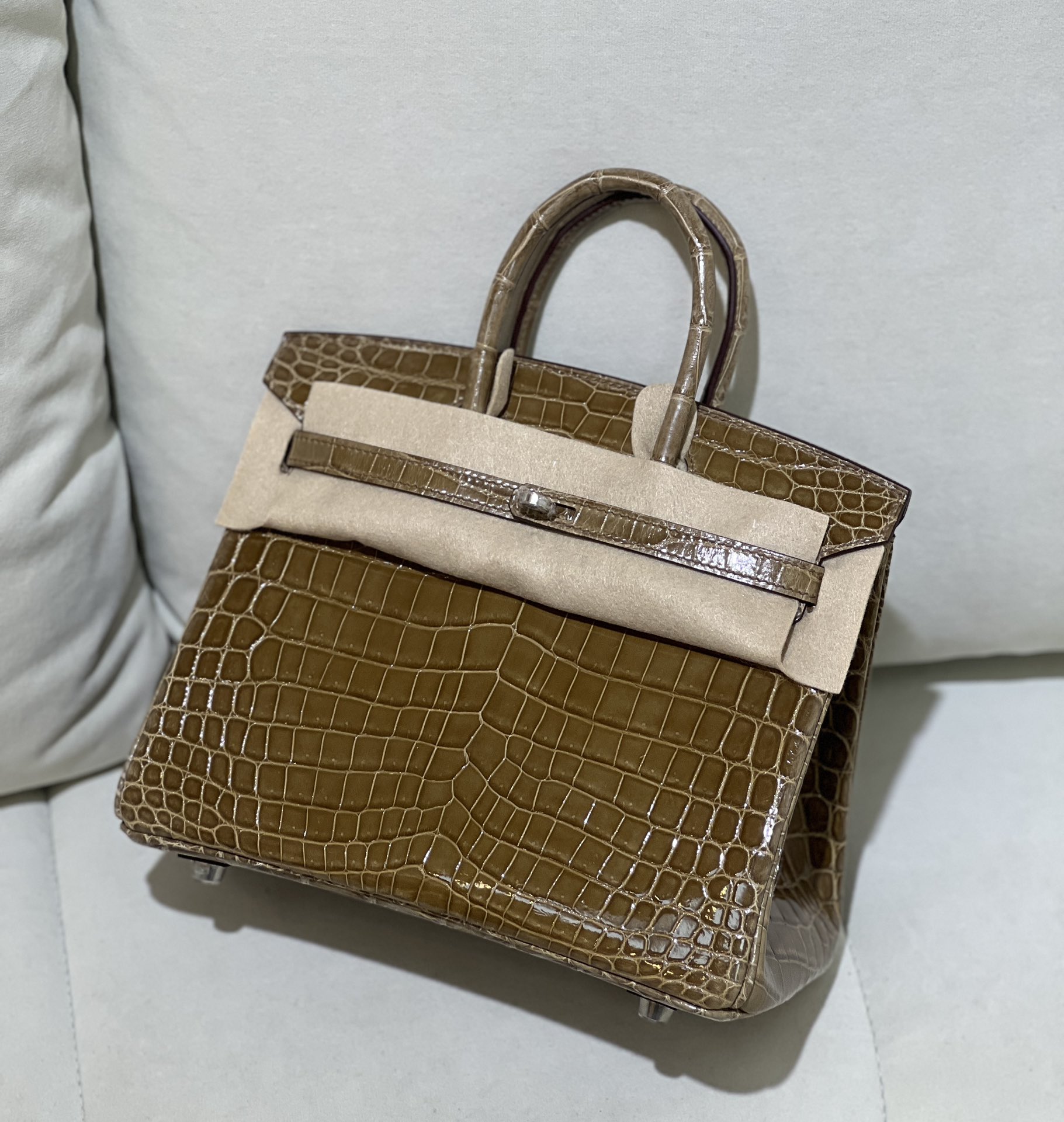 图片[2]-Birkin 25cm 尼罗高光 烟草色 银扣-高仿包包