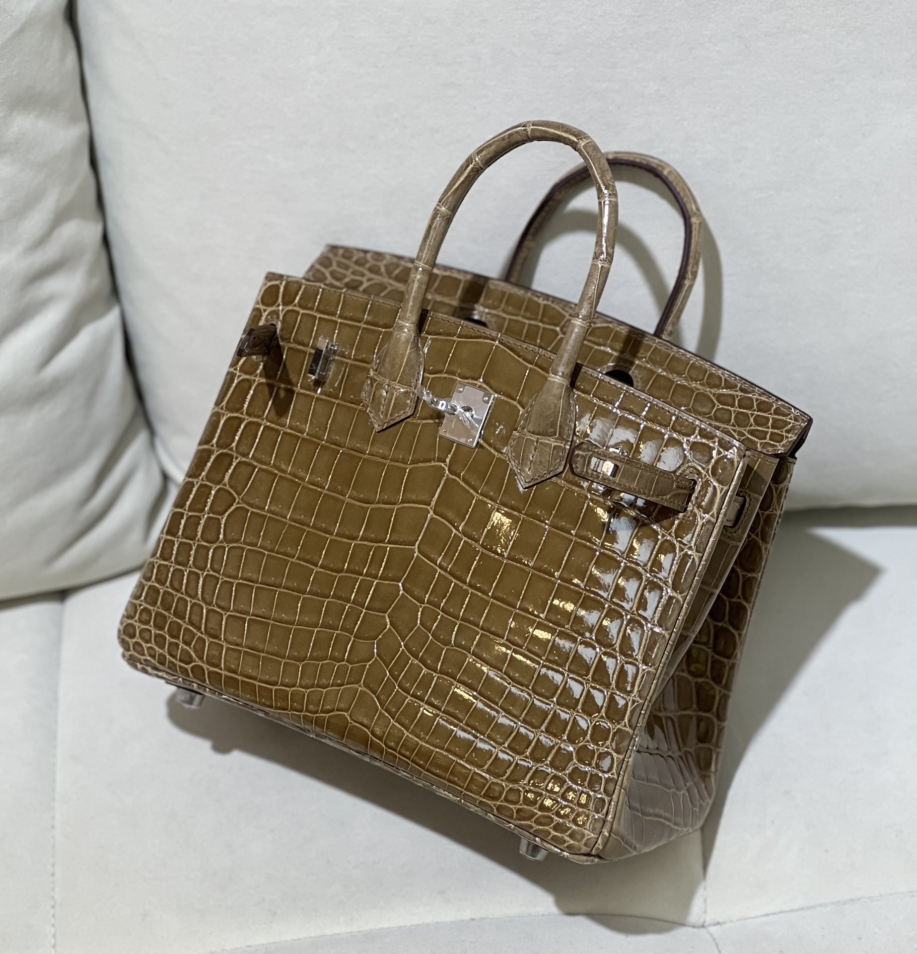 图片[5]-Birkin 25cm 尼罗高光 烟草色 银扣-高仿包包