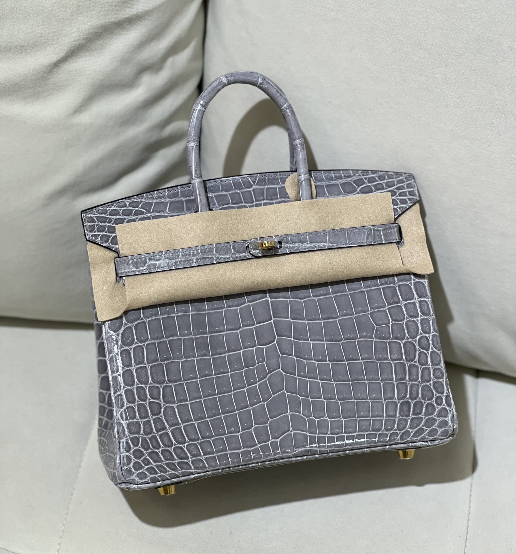 bk25 Nile high-gloss glacier gray gold buckle-High replica bags